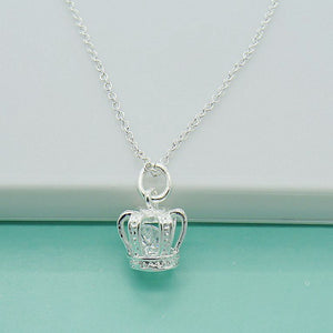 Sterling silver crown necklace