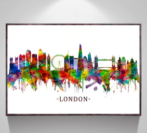Rainbow paint London canvas print
