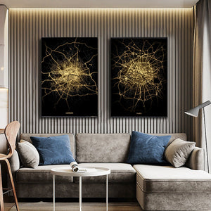Black and gold London city map