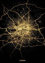 Load image into Gallery viewer, Black and gold London city map