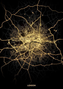 Black and gold London city map